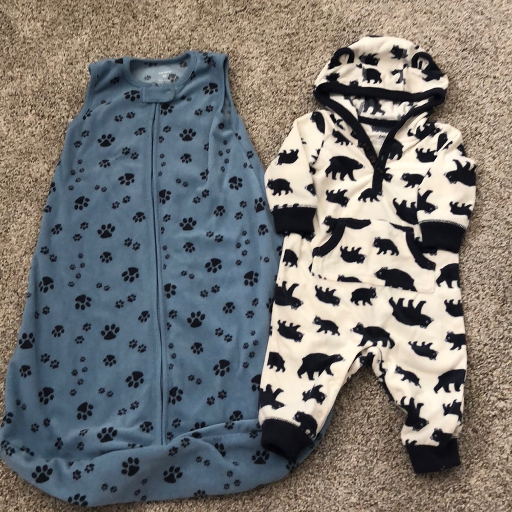 Sleep sack and fleece hoodie playsuit